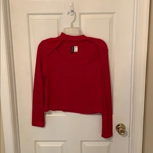 trendy red long sleeve shirt
